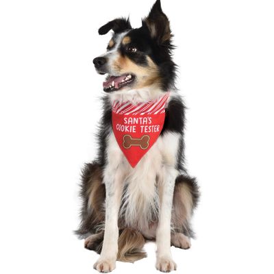 Santa's Cookie Tester Reversible Multicolor Pet Bandana - One Size Fits All Polyester Christmas Design for Festive Pets - Unique Holiday Fashion Accessory - Pack of 1
