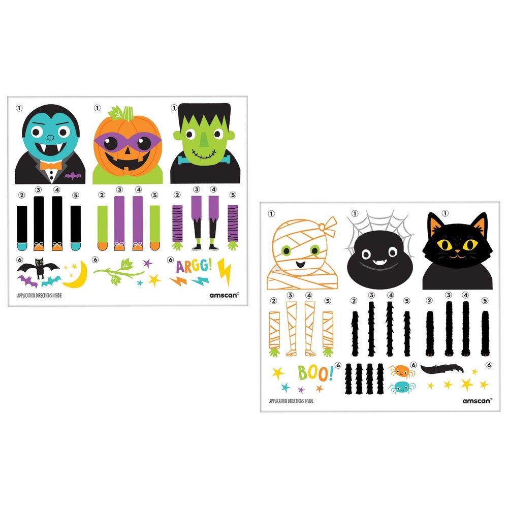 Halloween Hand Tattoos - 6" x 8" | Multicolor | 12 Pcs.