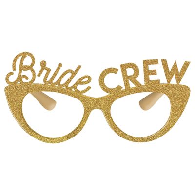 Glamorous Bride Crew Gold Glitter Bachelorette Glasses, Pack of 6 - Sparkling, Stylish & Fun Bridal Party Accessory for Picture Perfect Memories