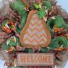 Country Chevron Gourd Welcome Harvest Wreath Handmade Deco Mesh. Available in 24 inch and 28 inch diameters view 2