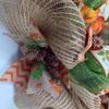 Country Chevron Gourd Welcome Harvest Wreath Handmade Deco Mesh. Available in 24 inch and 28 inch diameters view 4