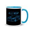 2022 2023 Sports Car C8 Blue Outline Art Mug with Color Inside view 1