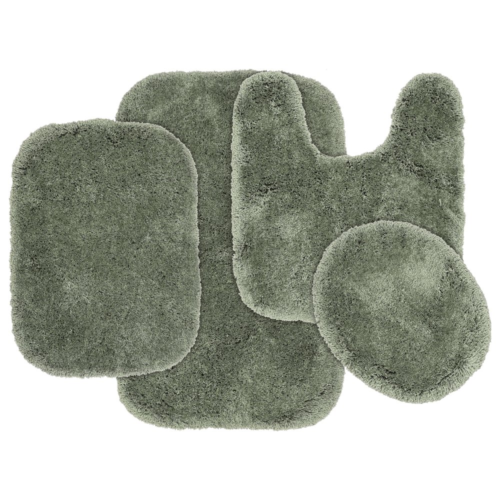 Garland Rug Finest Luxury Deep Fern Green 4-Piece Rug Set Ultra Plush Washable Bath Rug Set - Soft, Absorbent, and Stylish for Your Bathroom
