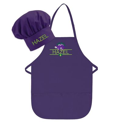 Made in the USA Personalized Embroidered Premium Child Apron and Chef Hat for Kids Girls Boys Fun in the Kitchen Gift