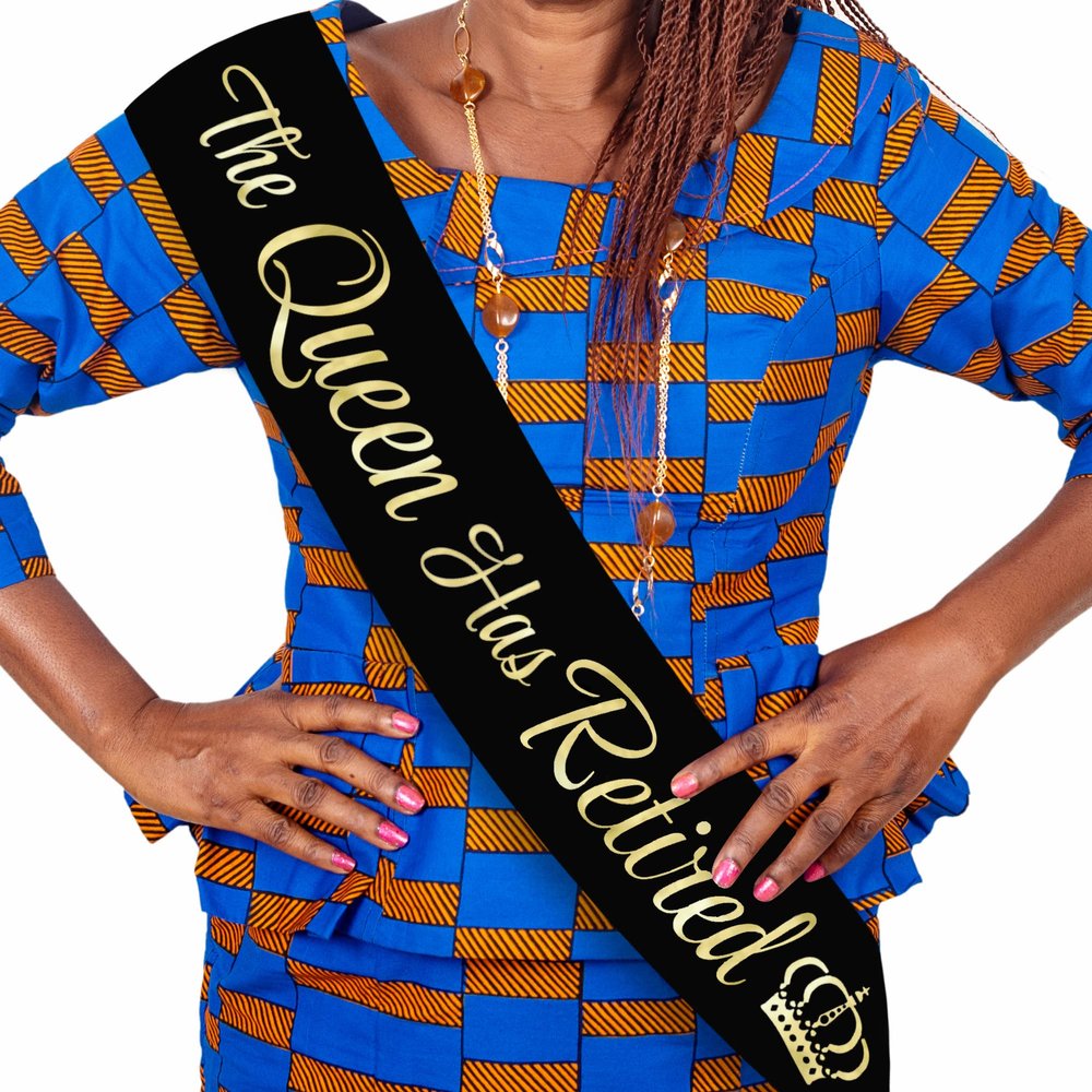 The Queen Has Retired Sash Gold Foil Retirement Sash for Women. Great for Retirement Party and Events