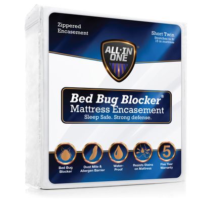 All-in-One Mattress Protector, Zippered Encasement, Water & Stain Resistant, Triple Seal Protection, RV Short Twin, White