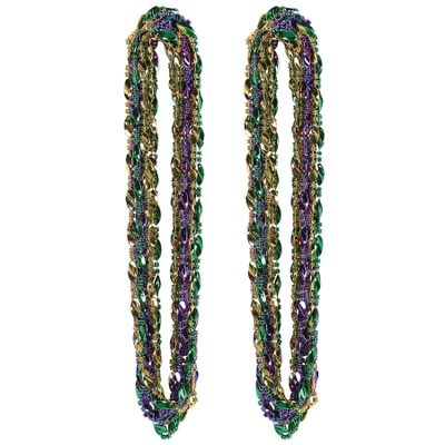 Beistle Mardi Gras Twist Beads 24 Pack Swirl Bead Necklaces in Green, Gold and Purple for New Orleans Celebrations, Parade Toss, Parties, Photo Booth Props and Festive Costumes, 33"