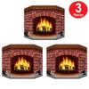 Beistle Standup Brick Fireplace  3 Pack Rustic Holiday Decor for Christmas Parties Crackling Faux Fire Background for Photos with Brick Backdrop Freestanding Winter Mantle Display 3' 1" x 25" view 3