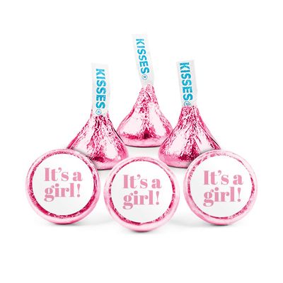 90ct It's a Girl Baby Shower Candy Party Favors Pink Kisses with DIY Stickers, Bulk Chocolate - Assembly Required
