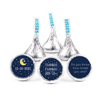 90ct Personalized Baby Shower Candy Party Favors Kisses with DIY Stickers, Bulk Chocolate - Twinkle Twinkle Little Star