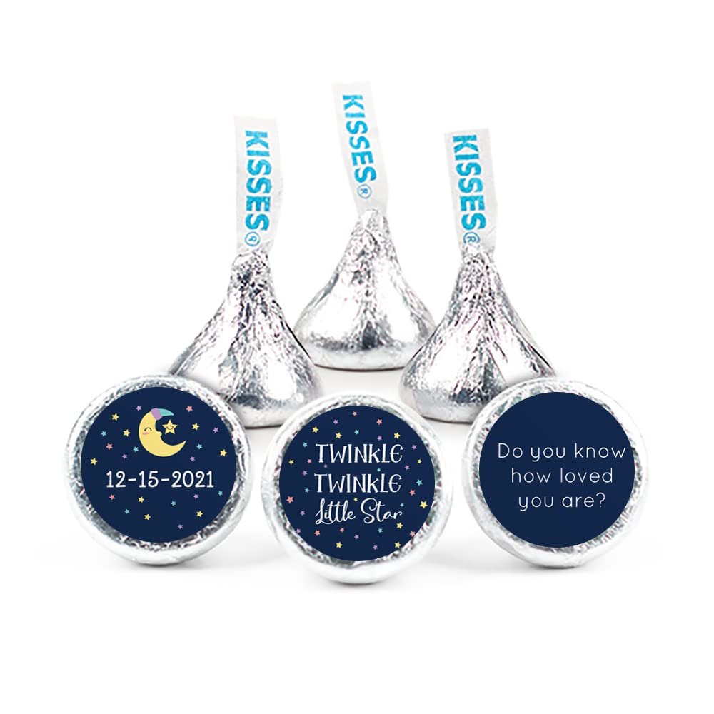 90ct Personalized Baby Shower Candy Party Favors Kisses with DIY Stickers, Bulk Chocolate - Twinkle Twinkle Little Star