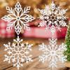 24 Pcs 12 Inch Large Christmas Snowflake Ornaments Glitter Xmas Hanging Ornaments Big Christmas Snowflake Decorations for Window Decor Winter Decorations (White) view 1