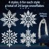 24 Pcs 12 Inch Large Christmas Snowflake Ornaments Glitter Xmas Hanging Ornaments Big Christmas Snowflake Decorations for Window Decor Winter Decorations (White) view 3