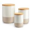 vancasso Sabine Ceramic Canister Set with Airtight Wood Lids - 3-Piece Kitchen Storage for Flour, Sugar, Coffee, Tea & Spices - Modern Countertop Decor view 1