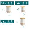 vancasso Sabine Ceramic Canister Set with Airtight Wood Lids - 3-Piece Kitchen Storage for Flour, Sugar, Coffee, Tea & Spices - Modern Countertop Decor view 2