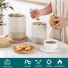 vancasso Sabine Ceramic Canister Set with Airtight Wood Lids - 3-Piece Kitchen Storage for Flour, Sugar, Coffee, Tea & Spices - Modern Countertop Decor view 3