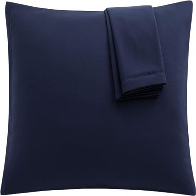 SAHARBEDDINGS Toddler Travel Pillowcase 12x16 500 Thread Count Pack of 2 Toddler Baby Pillowcases Cover with Envelope 100% Egyptian Cotton (Toddler Travel 12x16 Envelope Closer, Navy Blue)