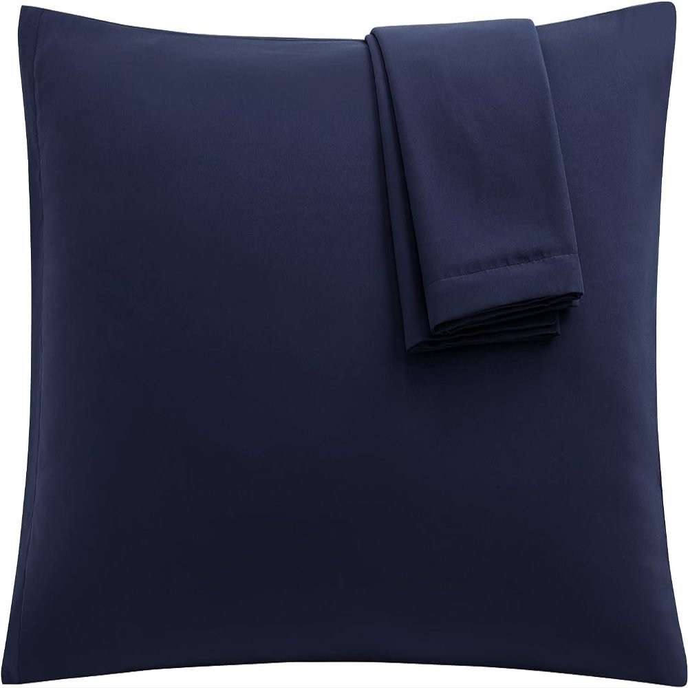 SAHARBEDDINGS Toddler Travel Pillowcase 12x16 500 Thread Count Pack of 2 Toddler Baby Pillowcases Cover with Envelope 100% Egyptian Cotton (Toddler Travel 12x16 Envelope Closer, Navy Blue)