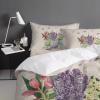 YOKOU Duvet Cover 4 Pieces Set Tulip Lavender Jasmine Flower Vase Purple Plaid Summer Live Laugh Love Comforter Bedding Set with Zipper Closure Corner Ties California King view 4
