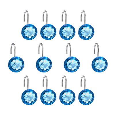 12pcs Water Acrylic Shower Curtain Hooks Bathroom Decor Lightweight Easy to Install for Drapes and Shower Curtains
