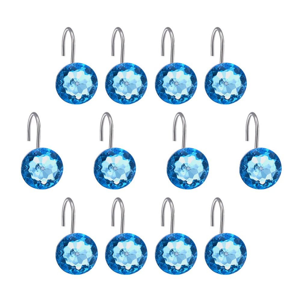12pcs Water Acrylic Shower Curtain Hooks Bathroom Decor Lightweight Easy to Install for Drapes and Shower Curtains