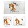 3-Pack Bath Mat Set, I Love My Dogs at All Times Basset Hound Absorbent Memory Foam Soft Shower Bath Rugs Contour Mat and Lid Cover,Non Slip Velvet Bathrug,Shower Toilet Bathmats Carpet 16x24 Inch view 1