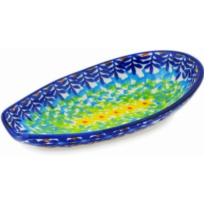 Polmedia Polish Pottery Spoon Rest - Meadow At Dusk Pattern Handmade in Boleslawiec Poland + Certificate of Authenticity