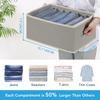 Baesyhom 6 Pcs Large Size Wardrobe Clothes Organizers 6 Grids for Pants, Jeans, Sweater, T-shirt, Thin Coat, Dress Stackable Closet Drawer Organizer Storage Bin Container with Sturdy Handles, Grey view 2