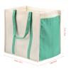 Anleo Reusable Cotton Canvas Grocery Tote Bags with Side Pockets, Large Utility Tote Bag for Shopping, Beach, Picnic (Black+Green) view 4
