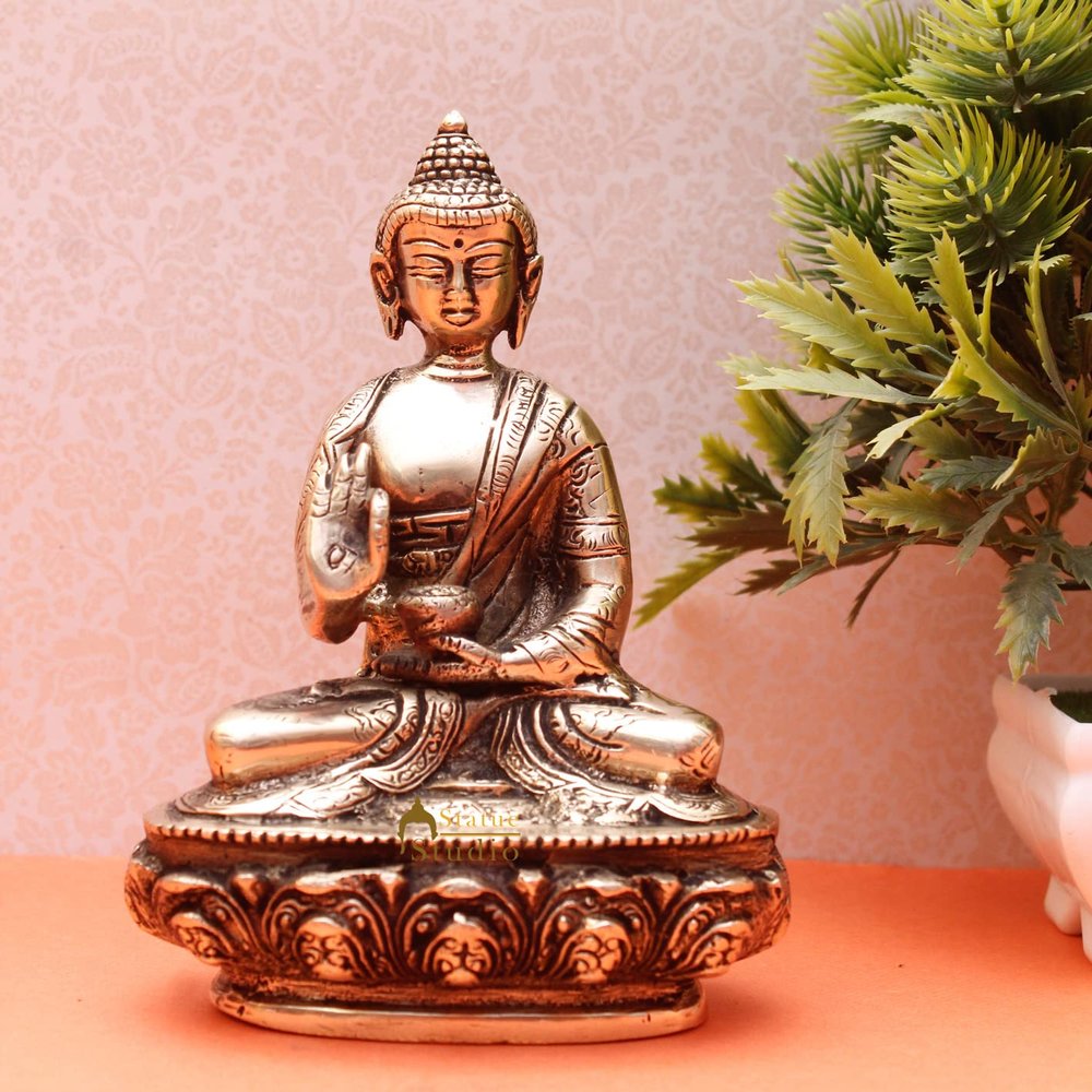 Brass Decorative Showpiece ForLiving Room House Warming Gift Tabletop Gautam Budha Murti Idol Glossy Antique (3 X 2 X 5.5 Inch) by Indian Collectible