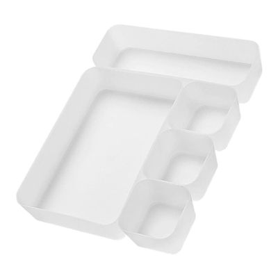 FAVOMOTO 5pcs Transparent Drawer Organizer Versatile Storage Boxes for Home Office and Bathroom Plastic Drawer Dividers for Cosmetics Tools and Daily Essentials