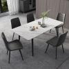 CraftThink Kitchen Dining Room Table, Metal Industrial Rectangle Dining Table with Black Legs Breakfast Table Casual Table for Living Room Home Office, White -63" L x 31.5" W x 29.5" H view 2