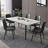 CraftThink Kitchen Dining Room Table, Metal Industrial Rectangle Dining Table with Black Legs Breakfast Table Casual Table for Living Room Home Office, White -63" L x 31.5" W x 29.5" H view 4