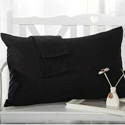 SAHARBEDDINGS Travel Pillowcase 12x16 500 Thread Count Pack of 2 Toddler Baby Pillowcases Cover with Zipper 100% Egyptian Cotton (Black, Toddler Travel 12x16 Zipper Closer)