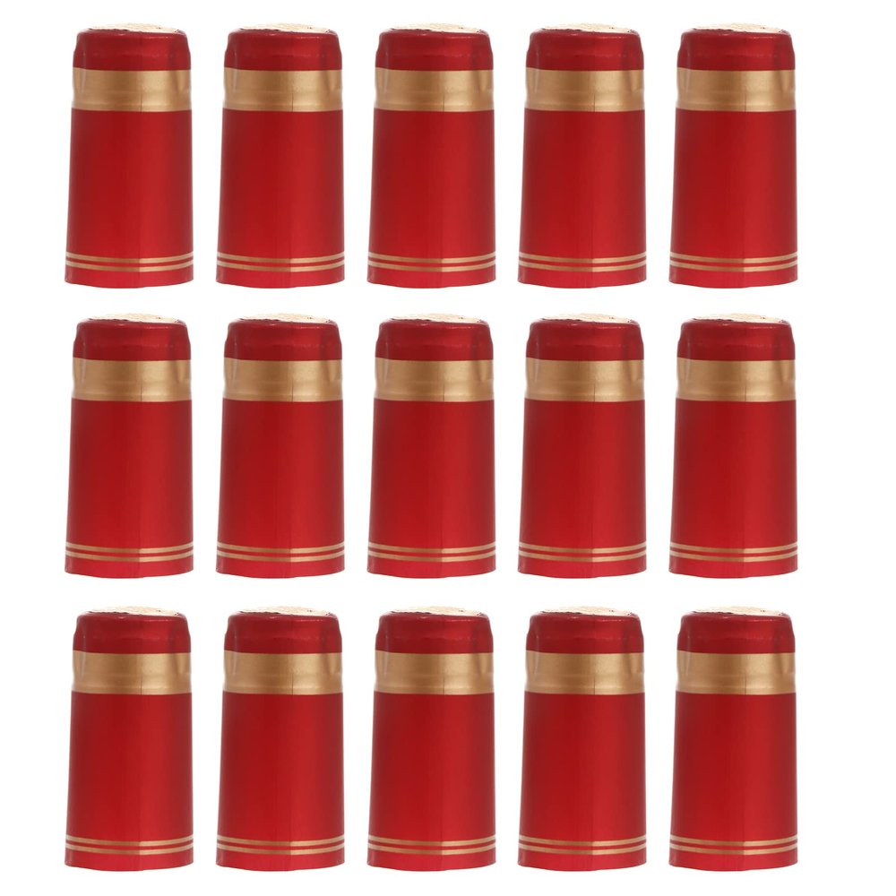 100pcs PVC Wine Shrink Wrap Heat Shrink Capsules Wine Heat Cap Packaging Wrap for Home (Red)
