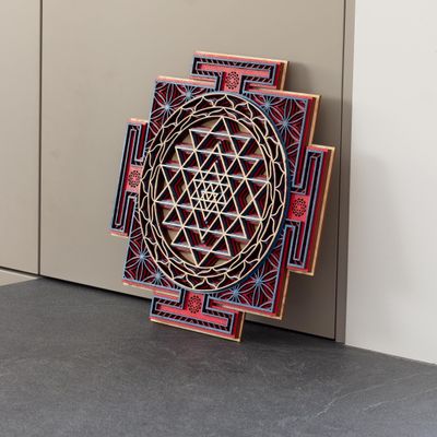 BHDecor Home Wall Decor  Multilayered Laser Cut Carved Elegant Wooden Mandala Hanging MDF Panels for Decoration - Rustic Contemporary Artwork Colored #2, 11.8 x 11.8 inch (30cm)