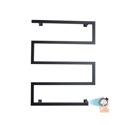APUM Wall Mounted Towel Warmer for Bathroom,304 Stainless Steel Hardwired and Plug in Options 5 Bars Quick Towel Dryer Energy Saving Bath Shower 90W (Black Hardwired)
