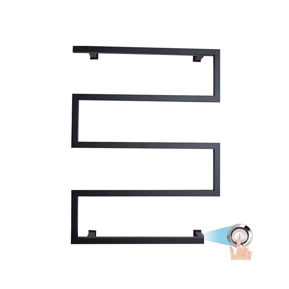 APUM Wall Mounted Towel Warmer for Bathroom,304 Stainless Steel Hardwired and Plug in Options 5 Bars Quick Towel Dryer Energy Saving Bath Shower 90W (Black Hardwired)