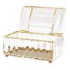 Bathroom Napkin Organizer Crystal Glass Napkin Box Tissue Box Holder Rectangular Tissue Container Case for Home Office Countertop Golden White view 1