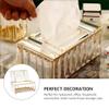 Bathroom Napkin Organizer Crystal Glass Napkin Box Tissue Box Holder Rectangular Tissue Container Case for Home Office Countertop Golden White view 2