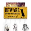 Beware Guard Chihuahua on Duty Key Holder Dogs Lovers Wall Mount Key Hanger Self Adhesive Key Hanger Organizer Rustic Mail Sorter Home Decor for Entryway Hallway Kitchen Office 7x4 inch view 1