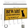 Beware Guard Chihuahua on Duty Key Holder Dogs Lovers Wall Mount Key Hanger Self Adhesive Key Hanger Organizer Rustic Mail Sorter Home Decor for Entryway Hallway Kitchen Office 7x4 inch view 2