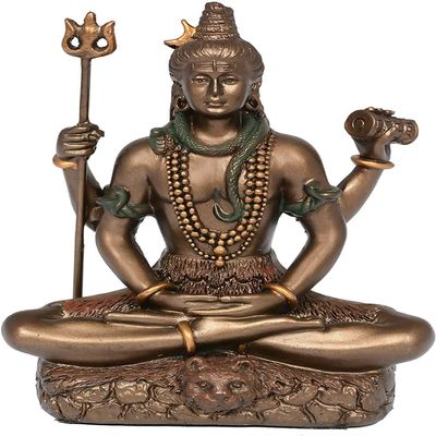 Shiv Ji Murti Cold Brass Bronze for Home Decor & Puja Room - Mahadev - Car Dashboard Statue - Tridev - Baba Bholenath - Shiv Shanker Gift by Indian Collectible