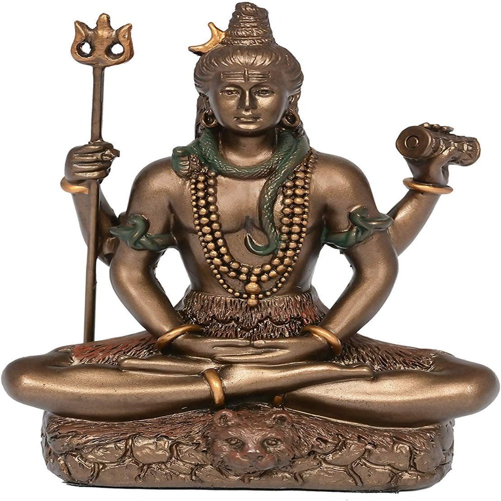 Shiv Ji Murti Cold Brass Bronze for Home Decor & Puja Room - Mahadev - Car Dashboard Statue - Tridev - Baba Bholenath - Shiv Shanker Gift by Indian Collectible