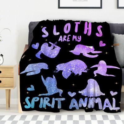 Avalokitesvara Sloths are My Spirit Animal 1 Flannel Blanket Super Soft and Warm for Bed Couch Sofa 120x90 Inch King Blanket for Family