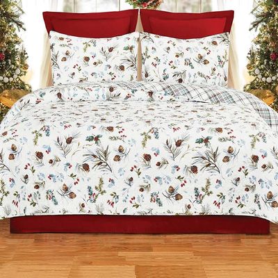 BLACK FOREST DECOR Pinecone Holiday Quilt Bed Set - Full/Queen