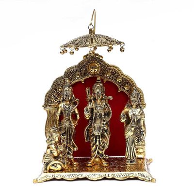 Brass Lord Ram Darbar Murti | Rama Sita Lakshman Hanuman Statue | Ram Parivar Murti for Home Temple | Car Dashboard I Table Office Desk Decor by Indian Collectible