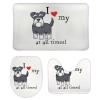 3-Pack Bath Mat Set, I Love My Dogs at All Times Schnauzer Absorbent Memory Foam Soft Shower Bath Rugs Contour Mat and Lid Cover,Non Slip Velvet Bathrug,Shower Toilet Bathmats Carpet 16x24 Inch view 1