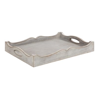 Kate and Laurel Astral Rustic Farmhouse Wood Tray, 16.5 x 12 x 2.5, Gray, Decorative Rustic Tray with Distressed Wood and Graywashed Finish for Farmhouse Decor Scheme