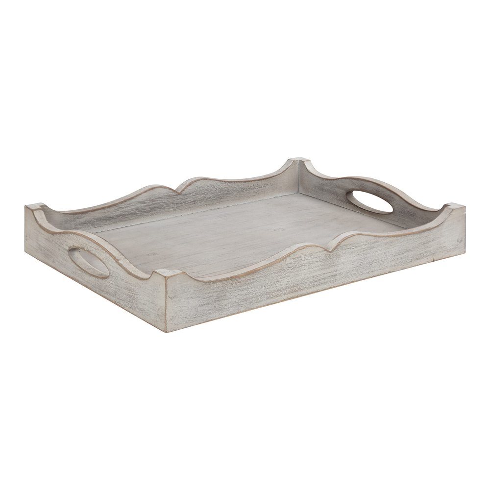 Kate and Laurel Astral Rustic Farmhouse Wood Tray, 16.5 x 12 x 2.5, Gray, Decorative Rustic Tray with Distressed Wood and Graywashed Finish for Farmhouse Decor Scheme